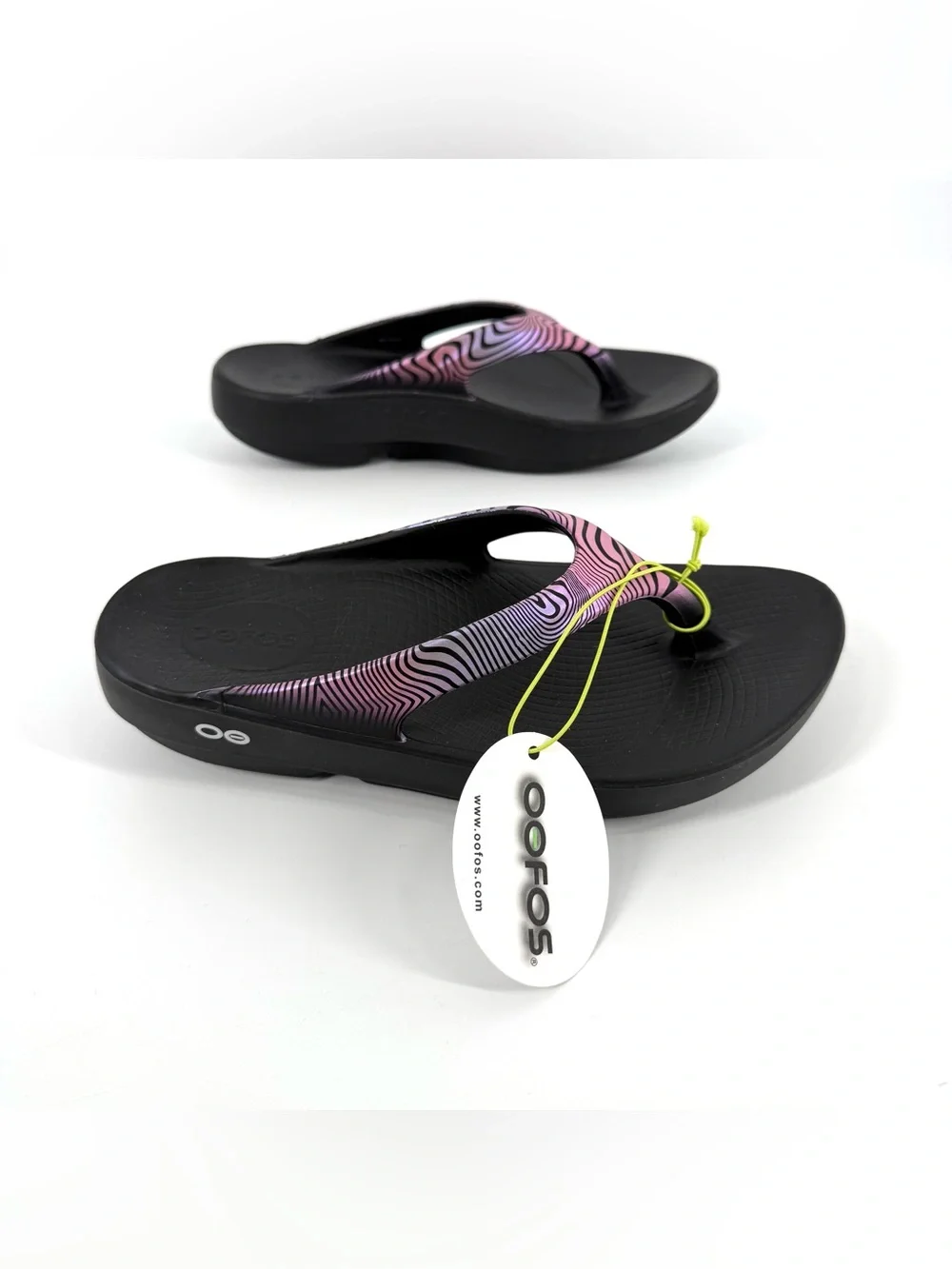 OOFOS OOlala Limited Edition Sandal Womens Size 7 Disco Zebra Recovery Cushion
